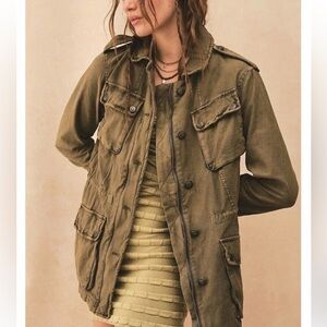 Free People Women’s Not Your Brothers Utility Jacket Small Army Green
